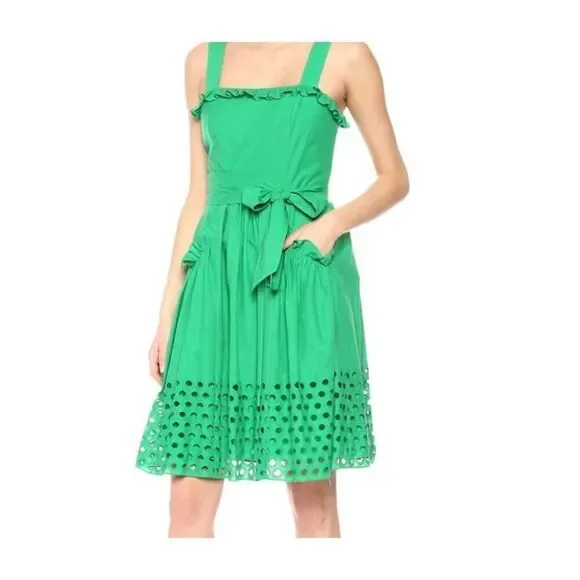 Vince Camuto green eyelet ruffle sun dress size 2p - Picture 11 of 11